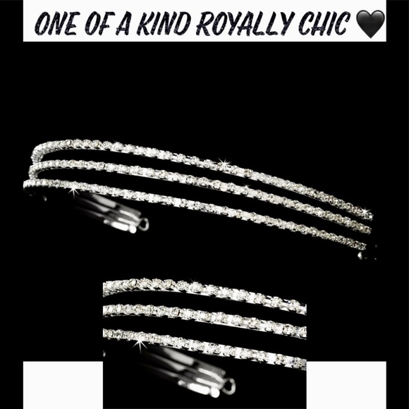 NWT Glamorous & Elegant Out-Wedding Triple Row Rhinestones Stunning Headband - Picture 7 of 11